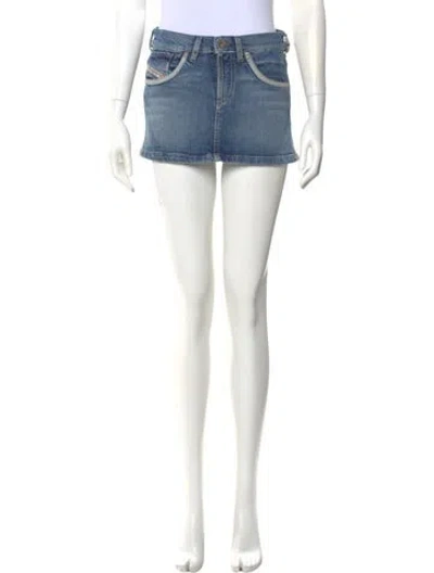 Pre-owned Diesel Distressed Accents Mini Skirt W/ Tags In Blue