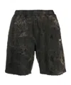 Diesel Distressed Acid-wash Cotton Shorts In Black