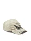 Diesel Distressed Baseball Cap With Phoenix Print In Nude