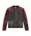 Diesel Giacca In Pelle Con Righe A Contrasto In Black