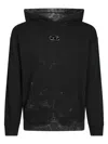 Diesel Distressed Black Hoodie With Kangaroo Pocket In Black
