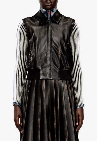 Diesel Distressed Mini Gilet Bomber For Women In Multi