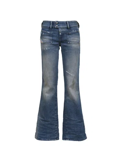 Diesel Distressed Bootcut Jeans In Blue