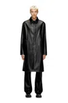 Diesel Distressed Car Coat With Flannel Lining In Black