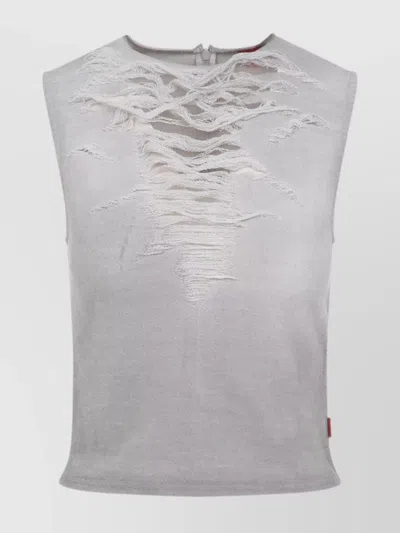 DIESEL DISTRESSED COTTON BLEND TANK TOP