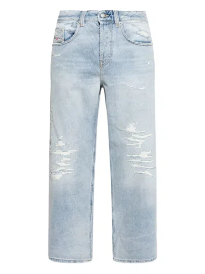 Diesel Distressed Cotton Jeans In Blue
