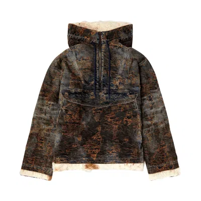 Pre-owned Diesel Distressed Denim Half Zip Anorak Jackets 'blue' | Men's Size M