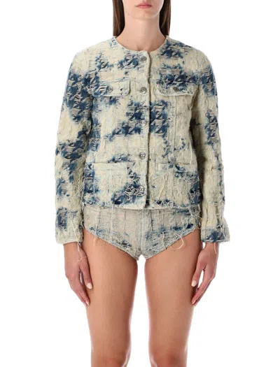 Diesel Light Blue Distressed Cotton Denim Jacket In Multi
