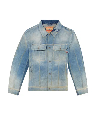 Diesel Distressed Denim Jacket In Gray
