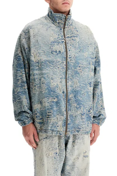 DIESEL DISTRESSED DENIM JACQUARD JACKET