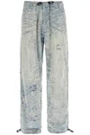 DIESEL DISTRESSED DENIM JACQUARD PANTS