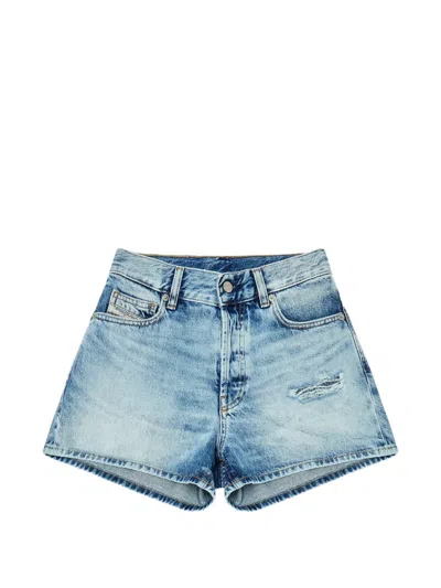 Diesel Distressed Denim Shorts In Blue