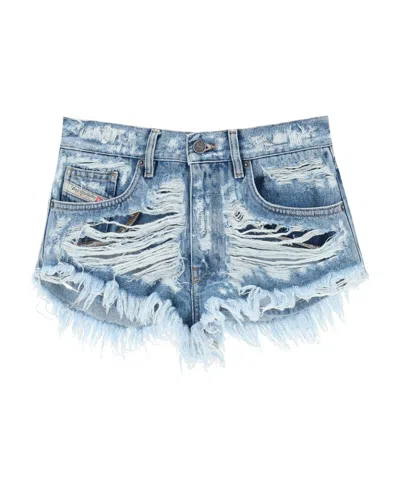 Diesel Distressed Denim Shorts In Brown