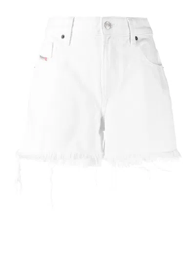 Diesel Distressed Denim Shorts In White