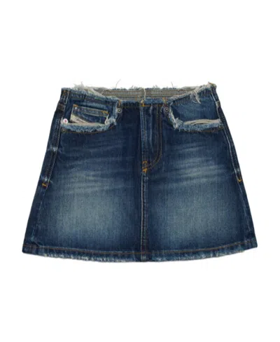Diesel Distressed Denim Skirt In Blue