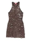 Diesel Dress In Destroyed Jersey In Brown