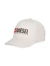 Diesel Distressed-effect Logo-print Cotton Cap In Neutrals