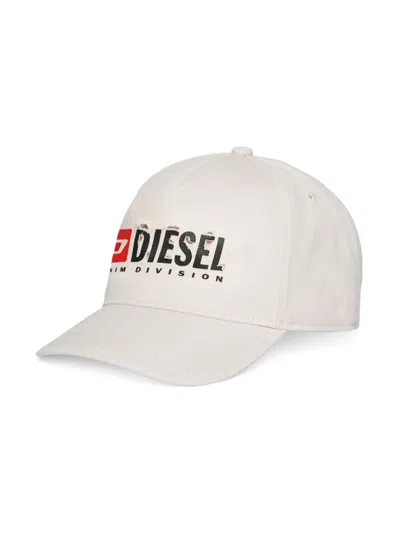 Diesel Kids' Distressed-effect Logo-print Cotton Cap In Neutrals