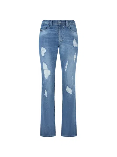 Diesel Distressed Flared Jeans In Blue