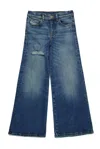 Diesel Mid Blue Flare Jeans With Distressing In Blue