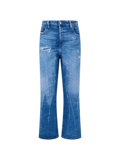 Diesel Distressed Flared-leg Jeans In Blue