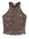 Diesel Logo Embroidered Distressed Sleeveless Top In Multi