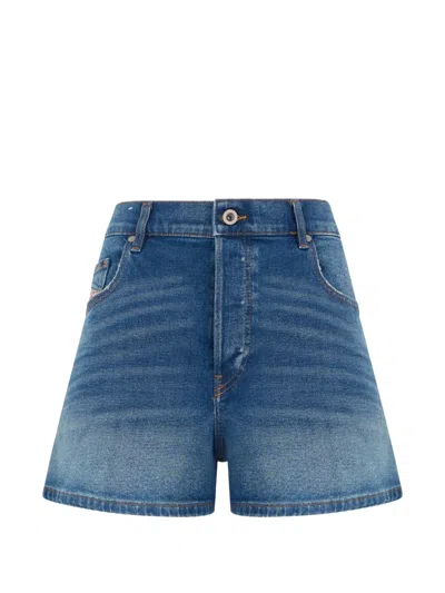 Diesel Distressed High-waisted Shorts In Blue