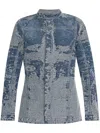Diesel Tailored Jacket With Stand Collar And Distressed Detailing In Blue