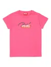 Diesel Distressed-logo-print Cotton T-shirt In Pink