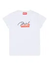 Diesel Distressed-logo-print Cotton T-shirt In White