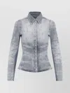 Diesel Distressed Long Sleeve Fitted Top In Gray