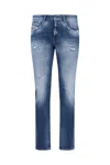 Diesel Slim-fit Distressed Denim Pants With Vintage Wash In Blue