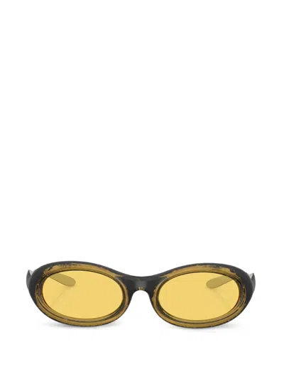 Diesel Distressed Oval-frame Sunglasses In Black