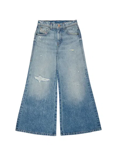 Diesel Kids' Distressed Paint-splatter Jeans In Blue