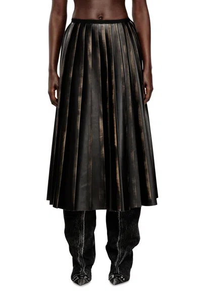 Diesel Distressed Pleated Midi Skirt In Animal Print