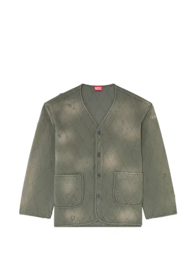 Diesel Distressed Quilted Liner Jacket In Multi