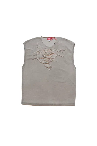 Diesel Distressed Sleeveless Top Grey In Gray