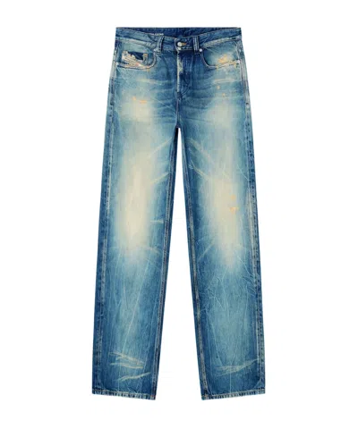 Diesel Distressed Straight-leg Jeans In Blue