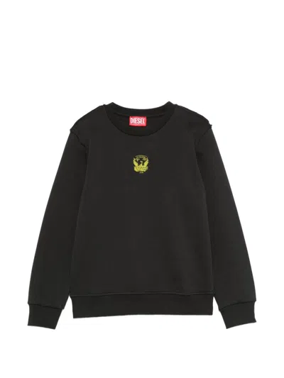 Diesel Kids' Sfilt Eagle-print Sweater In Black