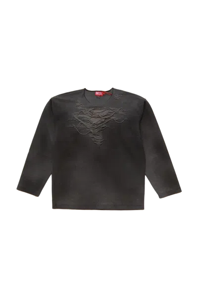 Diesel Distressed Sweatshirt Grey In Gray