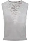 Diesel T-yasmina Distressed Tank Top In Grey