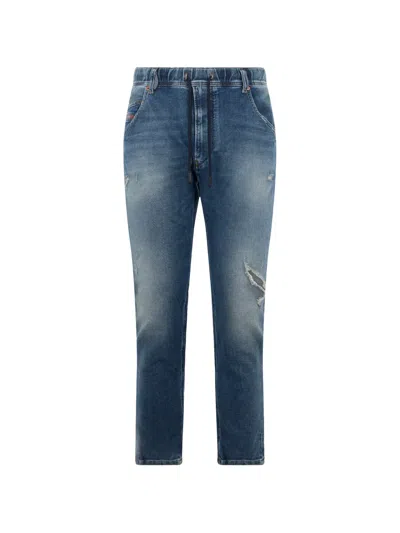 Diesel Distressed Tapered Jeans In Blue