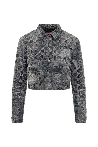 Diesel Distressed Tweed Jacket Grey In Gray