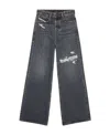 Diesel Womens 2 1996 D-sire Distressed Wide-leg Low-rise Jeans In Black