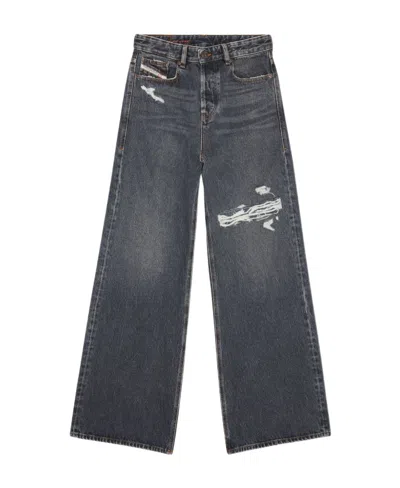 Diesel Womens 2 1996 D-sire Distressed Wide-leg Low-rise Jeans