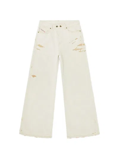 Diesel Distressed Wide-leg Jeans In Neutral