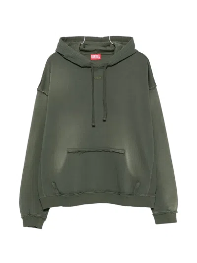 Diesel Distressed-effect Drawstring Hoodie In Green