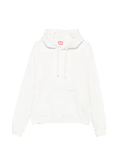 Diesel Distressed-effect Drawstring Hoodie In White