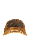 Diesel Distressed-effect Logo-print Cap In Brown
