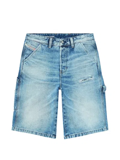 Diesel Distressed-finish Cargo Shorts In Blue